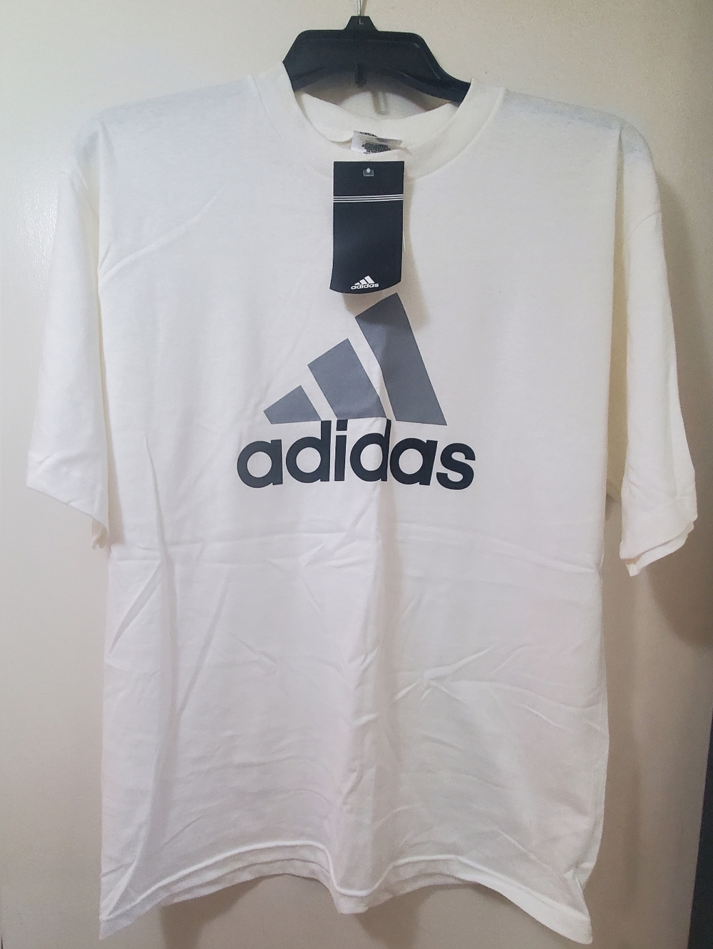 adidas White Short Sleeve Tee with Black Logo
